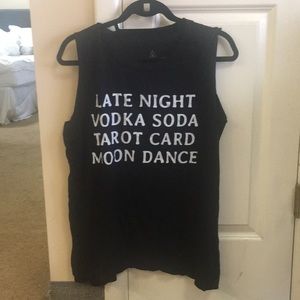Black muscle T with saying